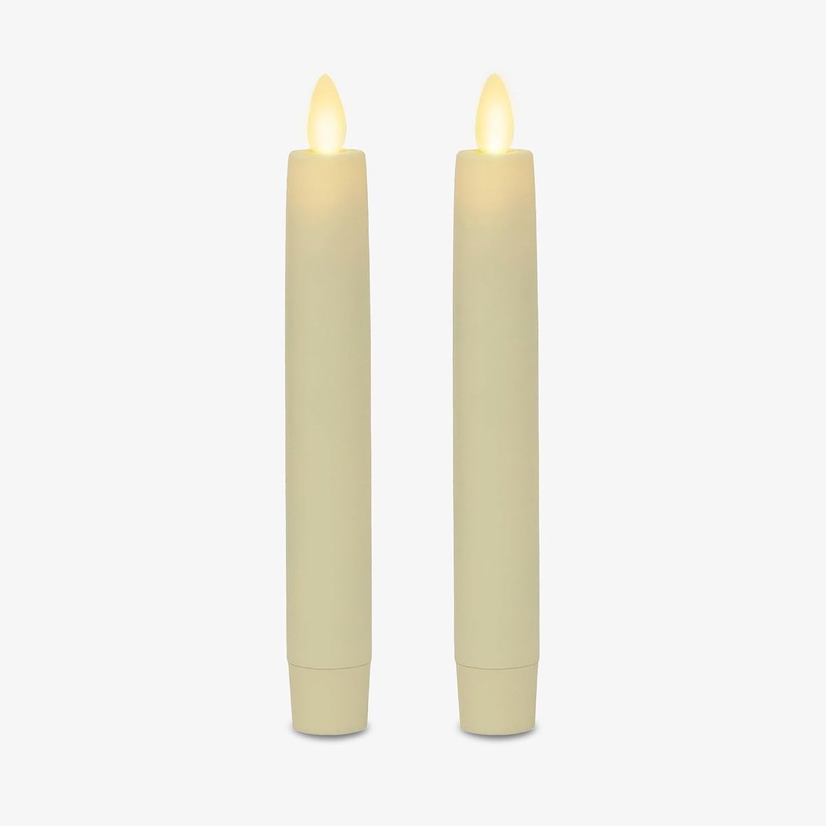 Luminara Flameless Real Flame 0.87x6.75 Inch Ivory Taper Candles, 2 Pack
