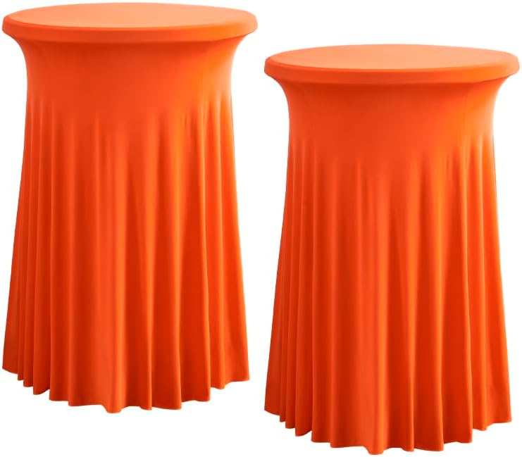 Rakila 2 Pack Round 43 x 32 Inch Spandex Cocktail Tablecloth with Wavy Skirt ...
