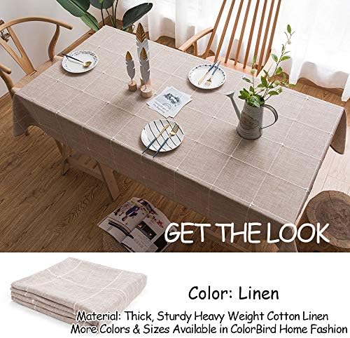 ColorBird Solid Embroidery Lattice Tablecloth Cotton Linen Dust-Proof Checker...
