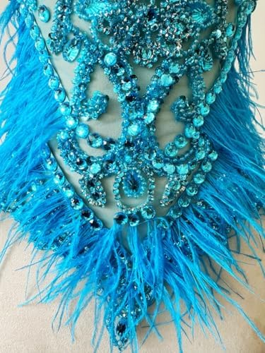 Pure Handmade Bodice lace Rhinestones Applique Sewing Stones Beads Crystal Tr...