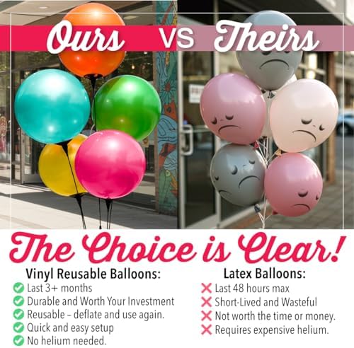 Reusable Outdoor Balloon Clusters - Helium Free, All-Weather, Durable, Plasti...