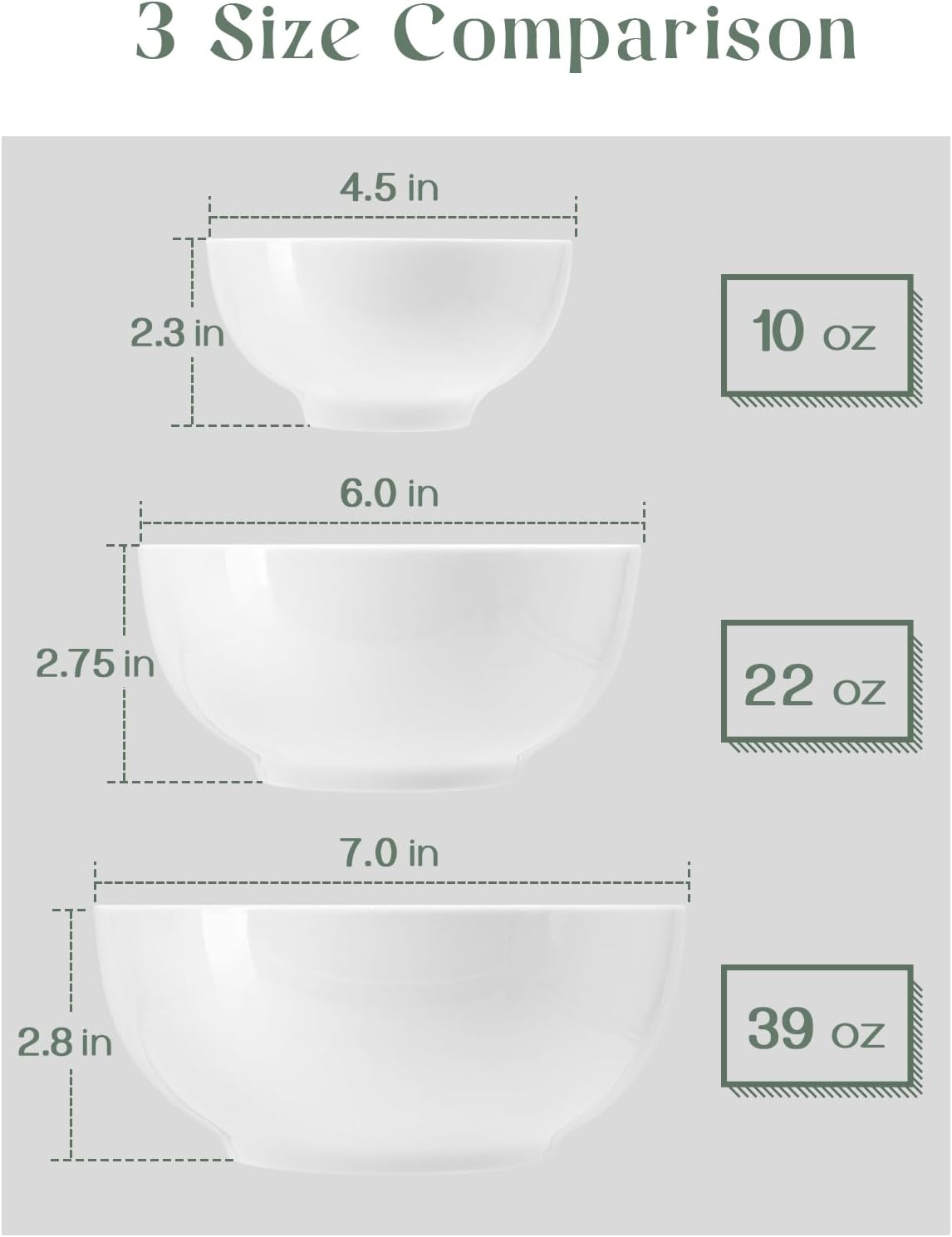 DOWAN 39 OZ Soup Bowls Set of 4 - Large Cereal Bowls, White Ceramic Big and D...