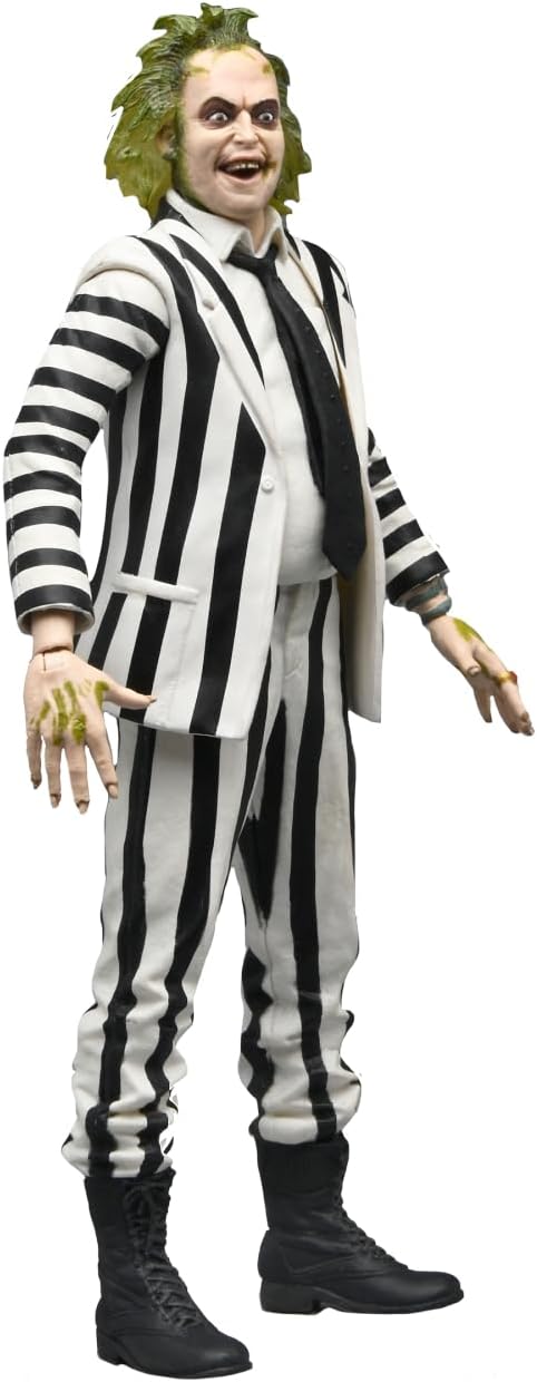 NECA Beetlejuice (1988) - 7" Scale Action Figure – Black and White Strip...