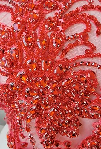 Handmade Rhinestones lace Applique handsewing Beads Sequins Trim Patches for ...