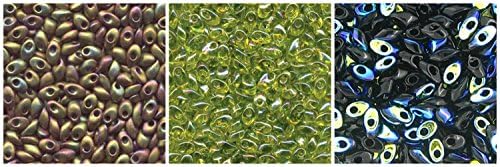 100g Grams Long Magatama Bead Mix, Miyuki. Lime, Chartreuse, Green, Midnight,...
