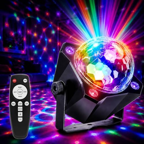 Disco Ball Light with Remote, Sound Activated Strobe and UV Blacklight