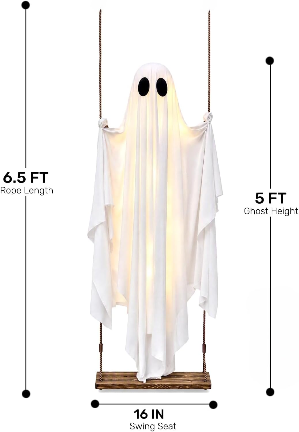 Halloween Decorations Outdoor - 5FT Large Hanging Swing Ghost Halloween Decor...
