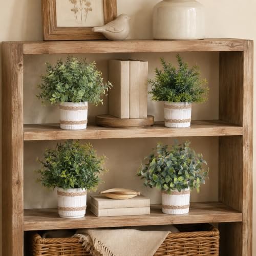 Der Rose 4 Pack Sage Green Artificial Plants Indoor for Farmhouse Decor