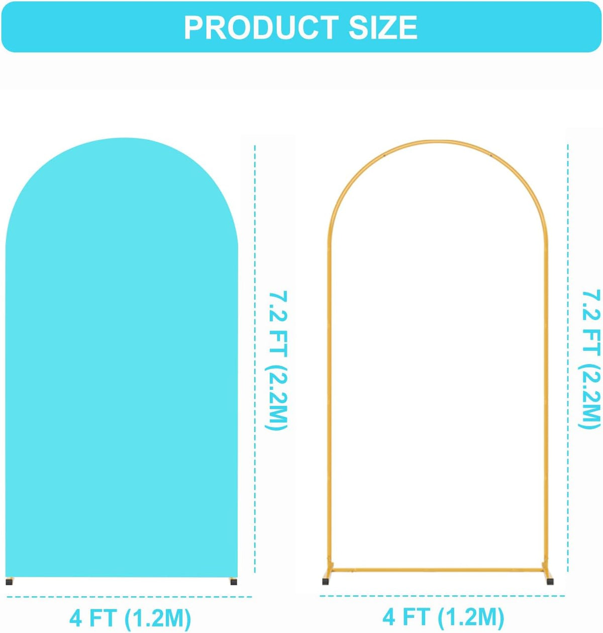 7.2FT Arch Backdrop Stand and Blue Cover Set,Balloon Arch Stand