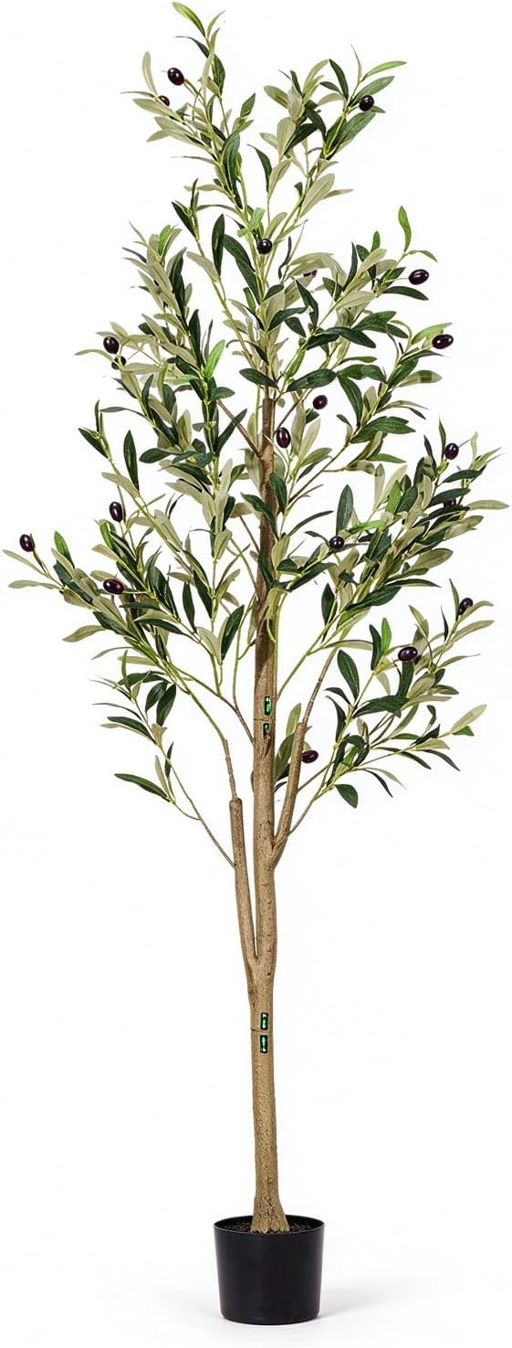 5ft Artificial Olive Trees Indoor, Faux Olive Tree with Natural Wood