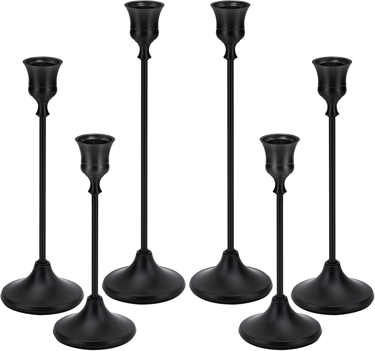 Black Candlestick Holders Taper Metal Candle Sticks Holder for Dining Table, ...