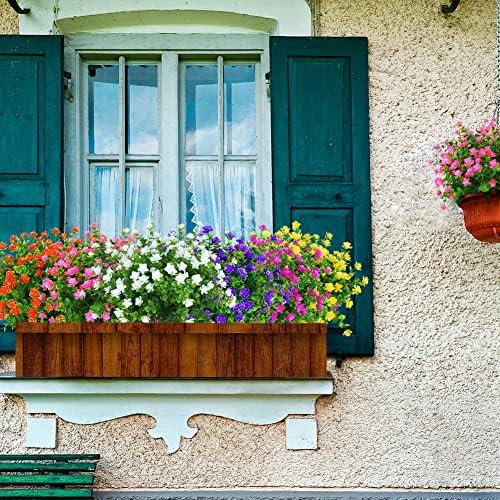 24 Bundles Outdoor Artificial Flowers UV Resistant Fake Boxwood Plants, Faux ...