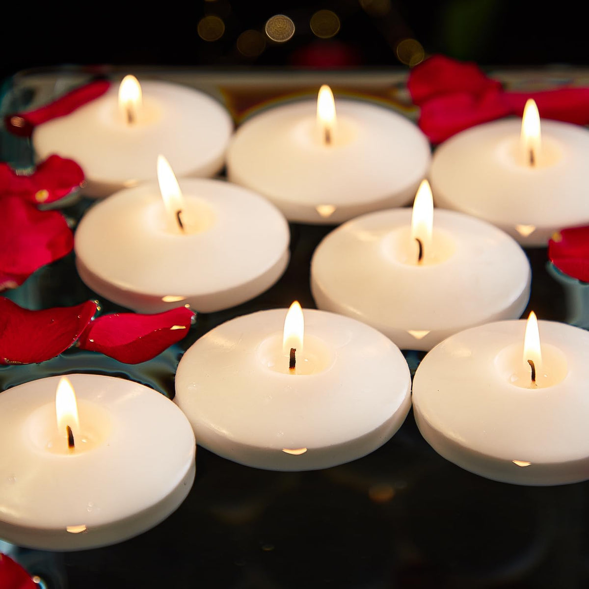 48 Pack White Floating Candles Set, 10 Hours Burns