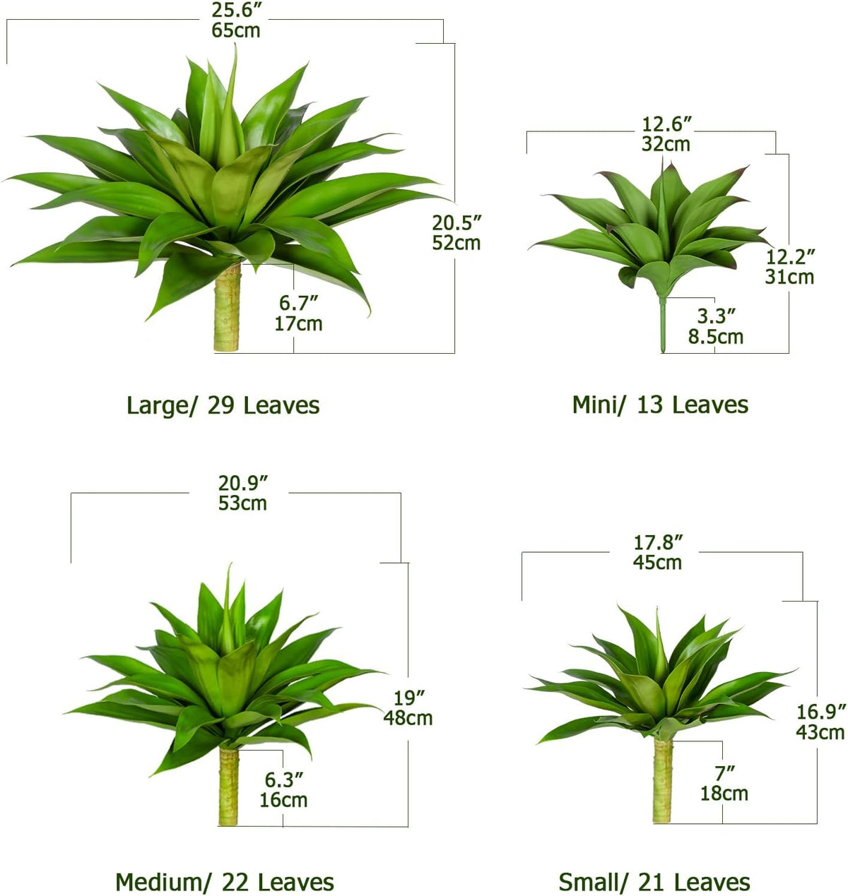 Ttranewsoo 28 Inch Artificial Agave Plants Outdoor Set of 2, Large Faux Succu...