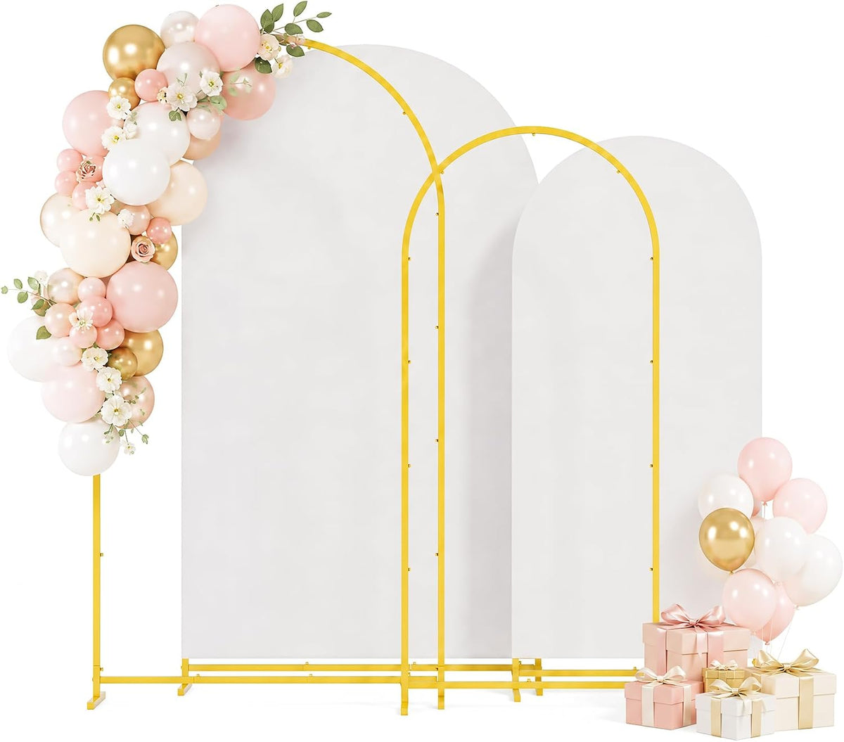 2 Pack Arch Backdrop Stand (7.2FT/6FT), Metal Arch Frame Stand with Cover
