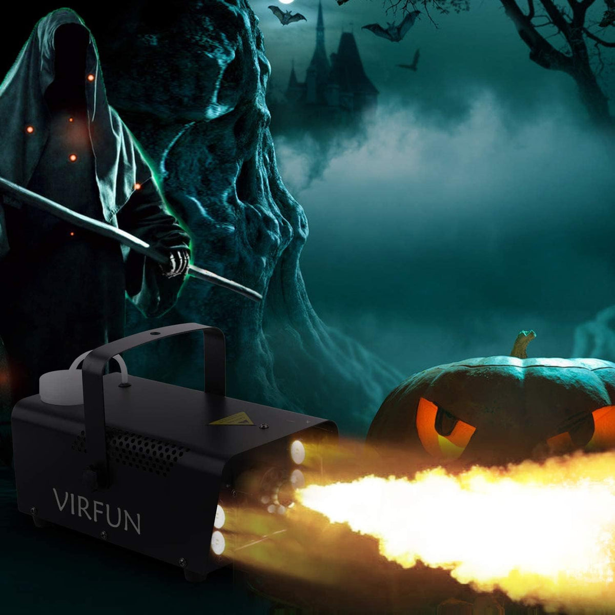 VIRFUN Fog Machine, Smoke Machine with Lights&Remote Control for Party