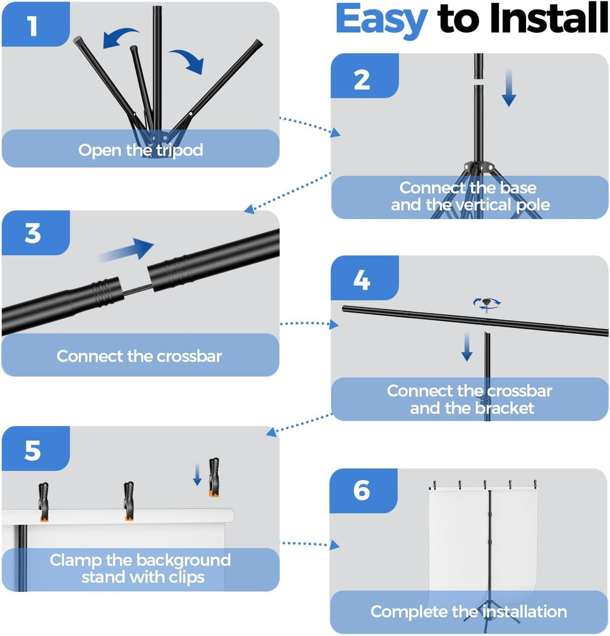 EMART 5 * 6.5ft White Photo Backdrop Stand Kit with T-Shape Stand
