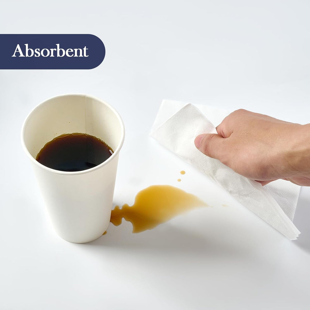 JollyPack Disposable Paper Napkins, 1-Ply 6.5x6.5 Folded, 2000 Count, White