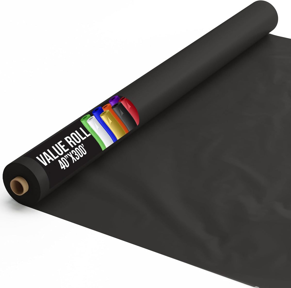 Exquisite Basic Black Plastic Table Cover Roll 40" x 300'