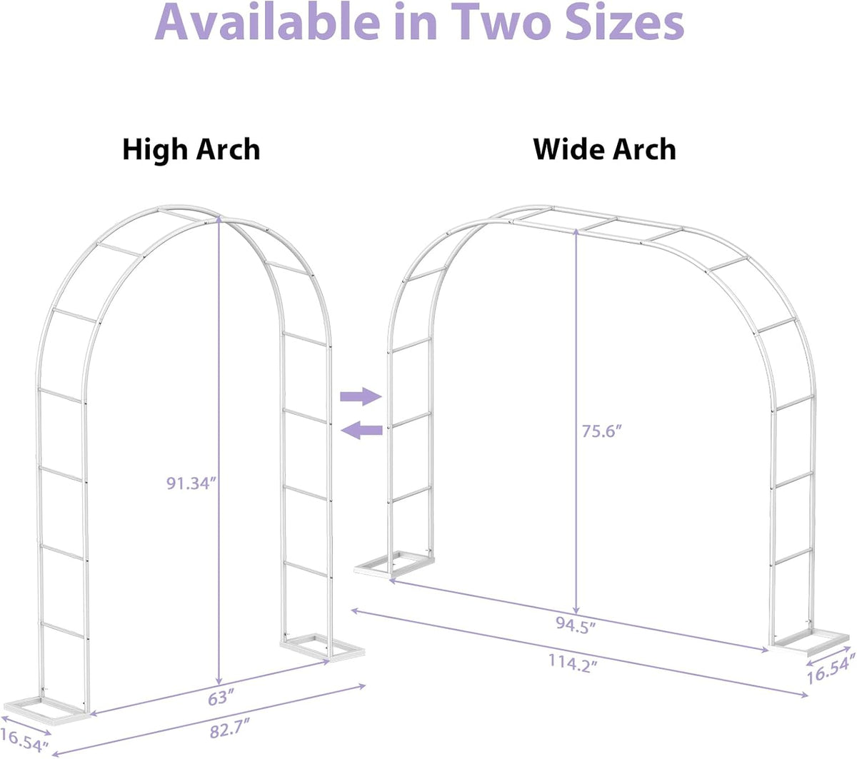 Sunexinlo Garden Arch Trellis with Base, 5.3'W x 7.6'H or 7.9'W x...