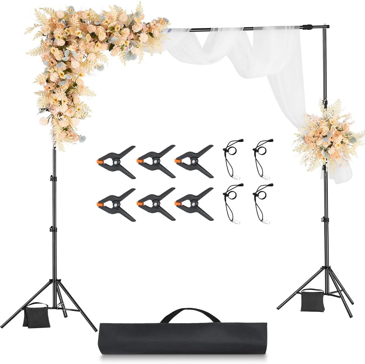VEVOR Backdrop Stand, 8.5 x 10 ft Adjustable Photo Backdrop Stand Kit, Portab...