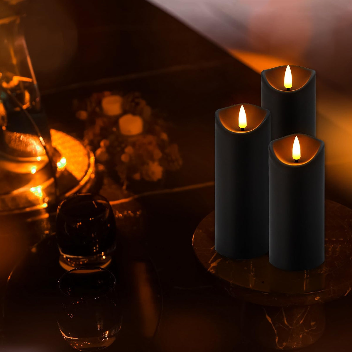 fclayvts Realistic Flameless LED Candle Black Set of 24, Battery Operated wit...