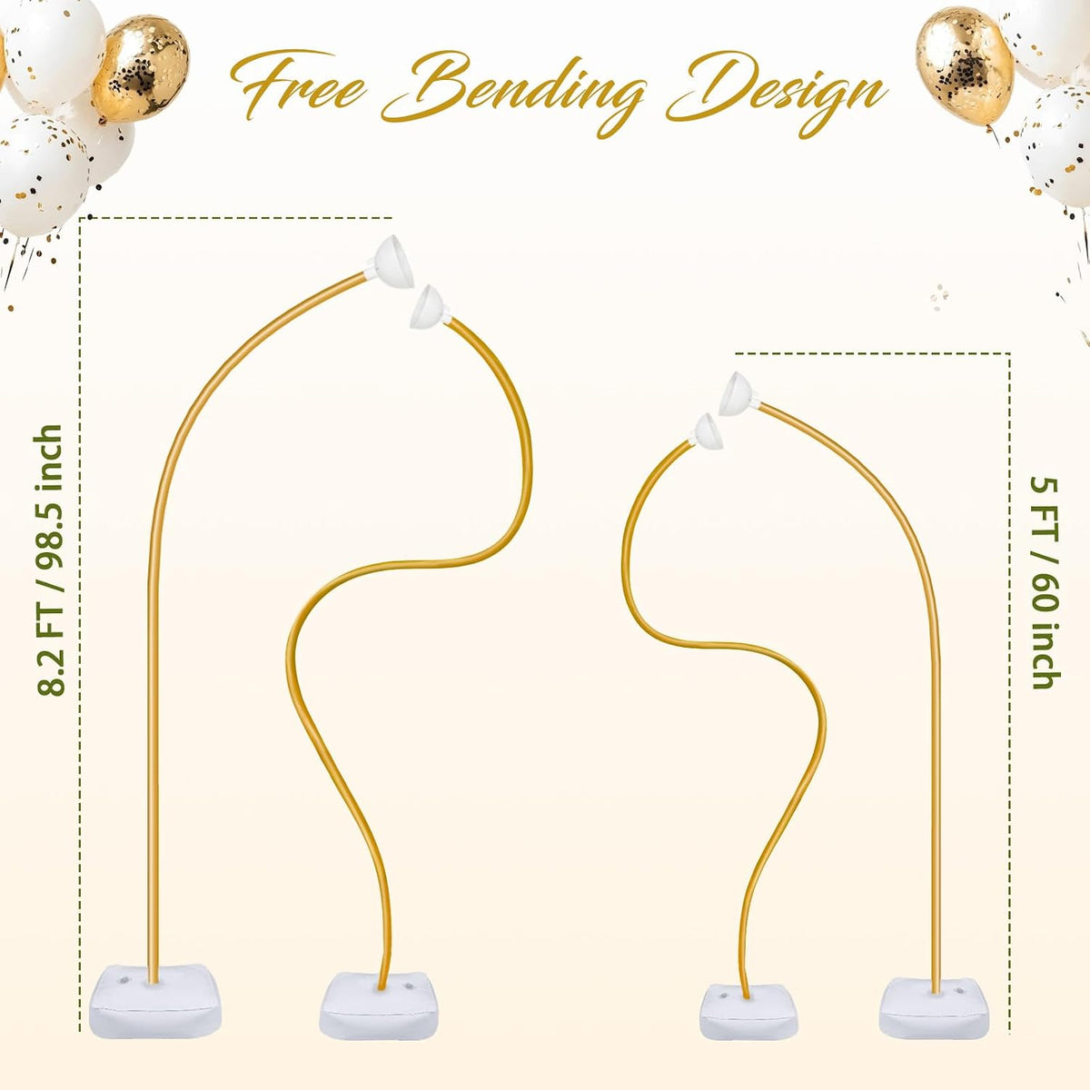 Balloon Arch Kit with Pump 8.2FT/5FT Gold Half Arch Balloon Stand for Party