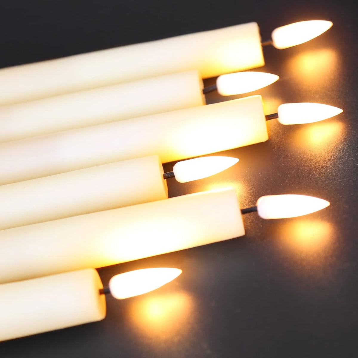 Eywamage Real Wax Ivory Flameless Taper Candles with Remote Set of 6