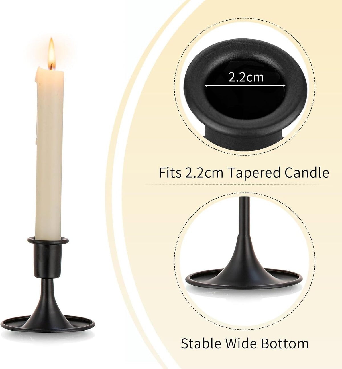 Black Candlestick Candle Holders for Taper :12 PCS Romadedi Candle Stick Hold...