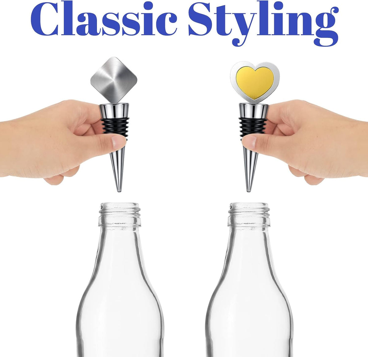 Honeydak 12 Pieces Stainless Steel Wine Bottle Stoppers Reusable Corks