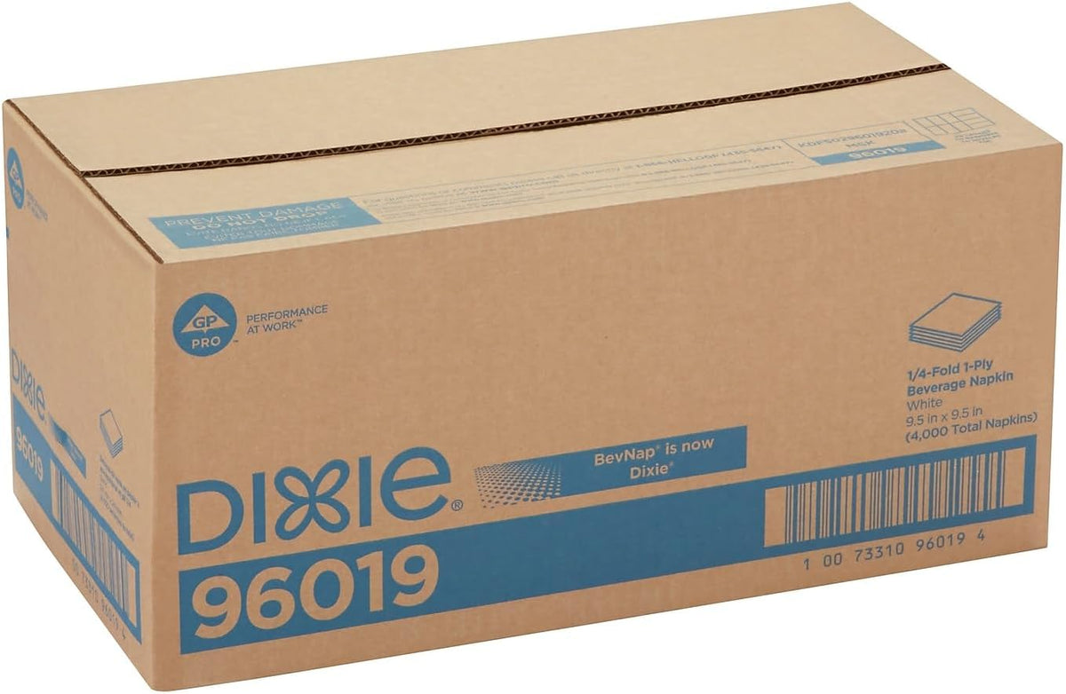 Dixie 1-Ply Beverage Napkin by GP PRO (Georgia-Pacific), White, 1/4 Fold, 960...