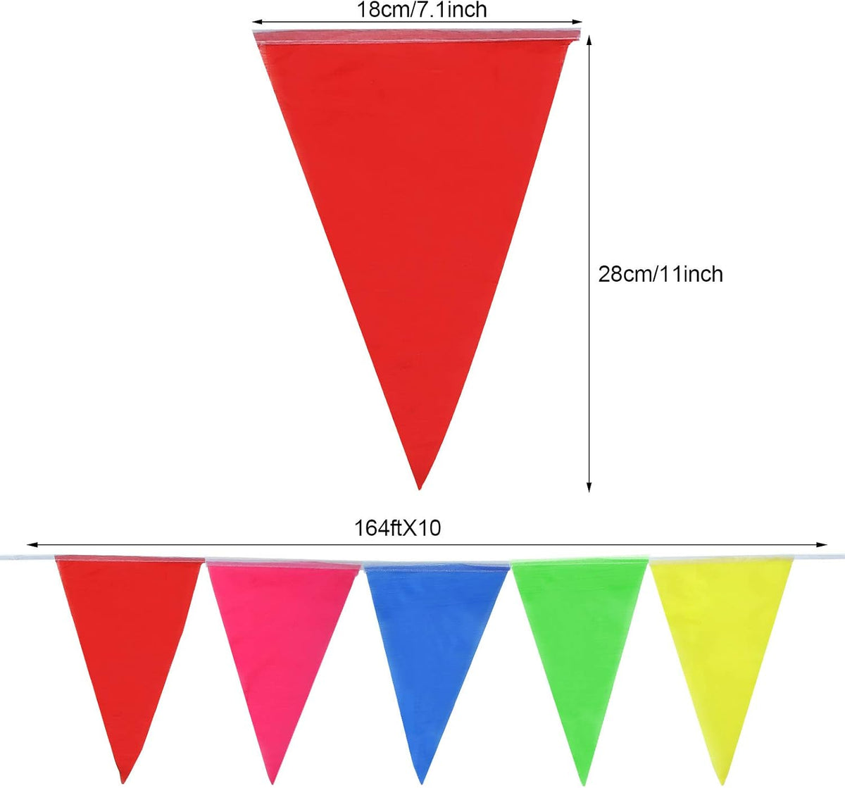BOAO 1640 ft Pennant Banner Flags Rainbow Triangle Banner Multicolor