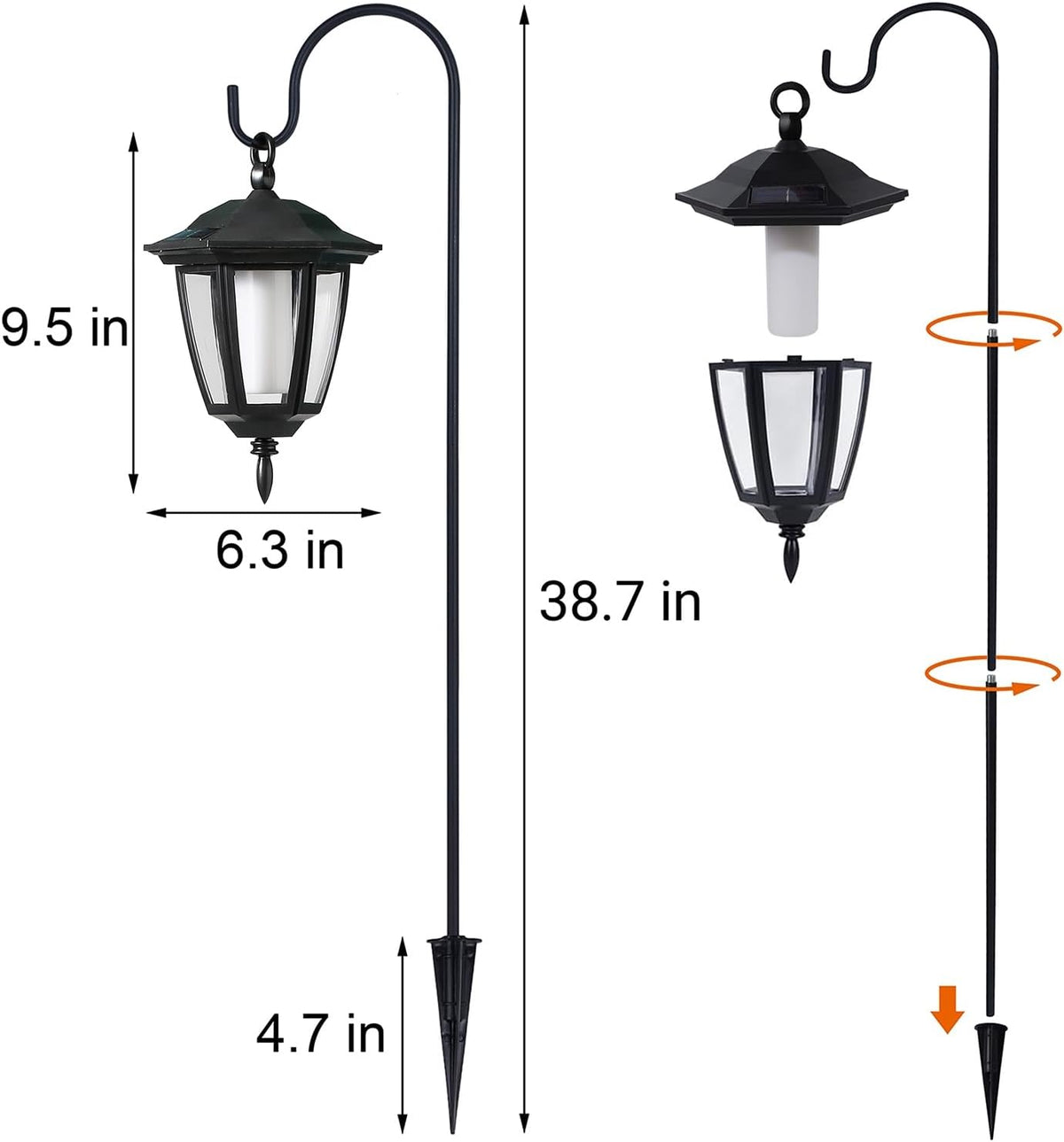 Dynaming 4 Pack Solar Halloween Flame Hanging Lights Outdoor, Flickering Flam...
