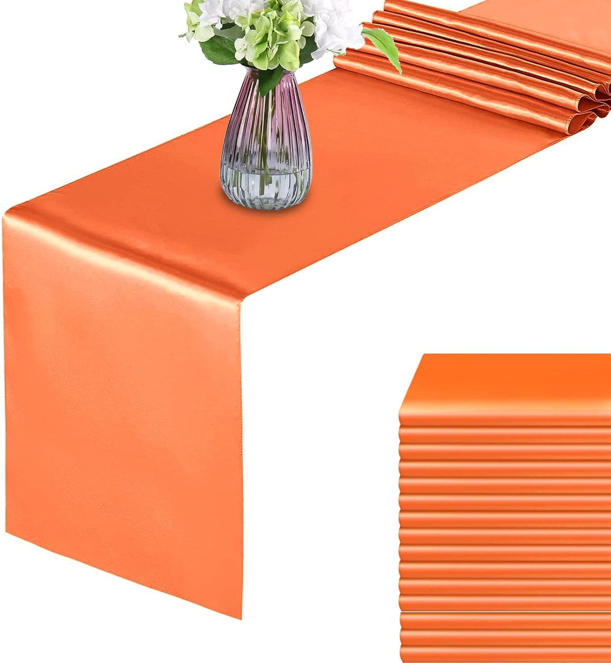 15 Pack Orange Table Runners, 12x108 Inches