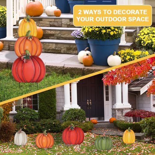 PHITRIC Fall Decorations Outdoor, 34" 2PCS Decorative Garden Stakes with...