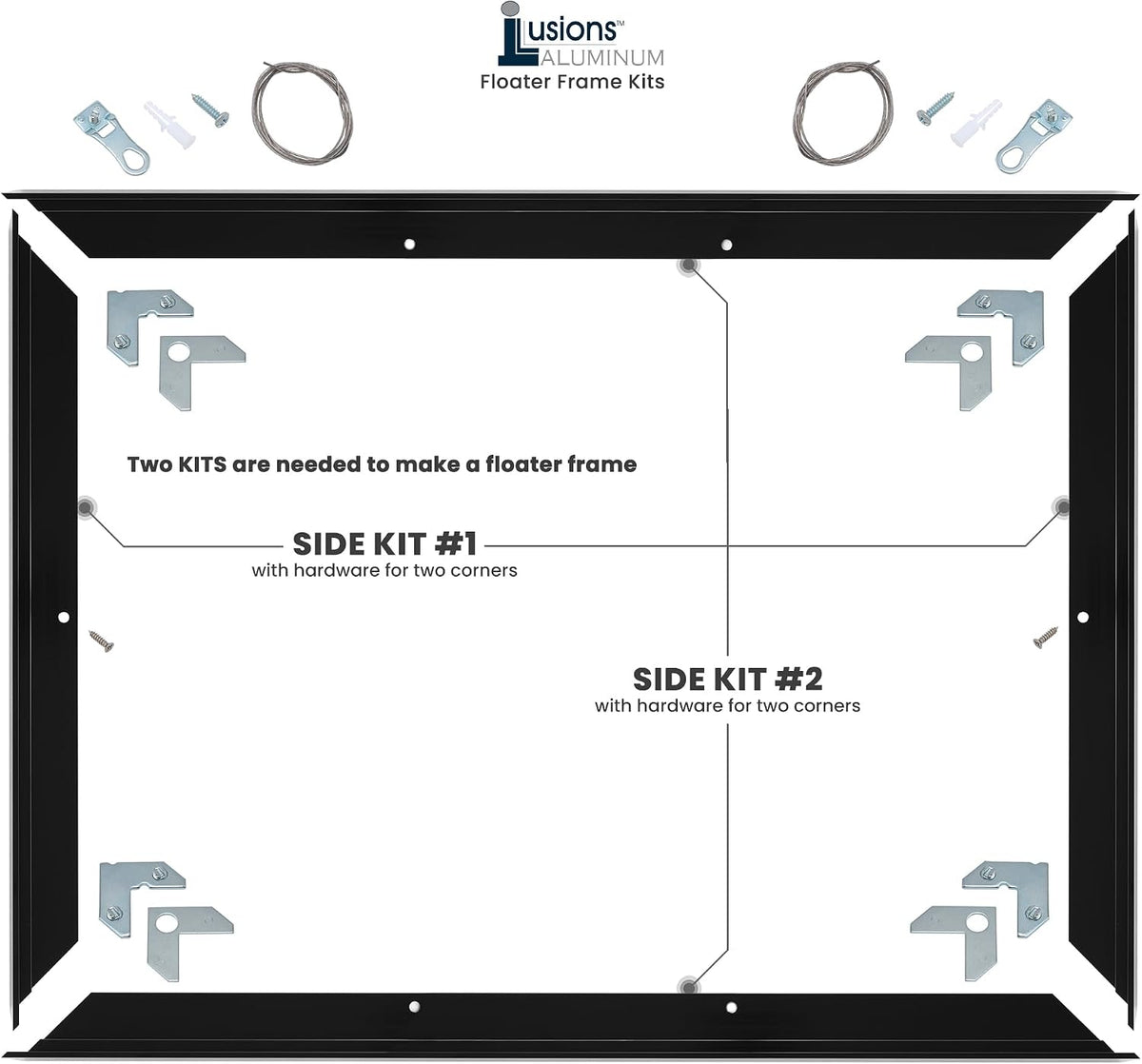 Creative Mark Illusions Metal Floating Frame Kit Pairs for Canvas - Gold, Two...