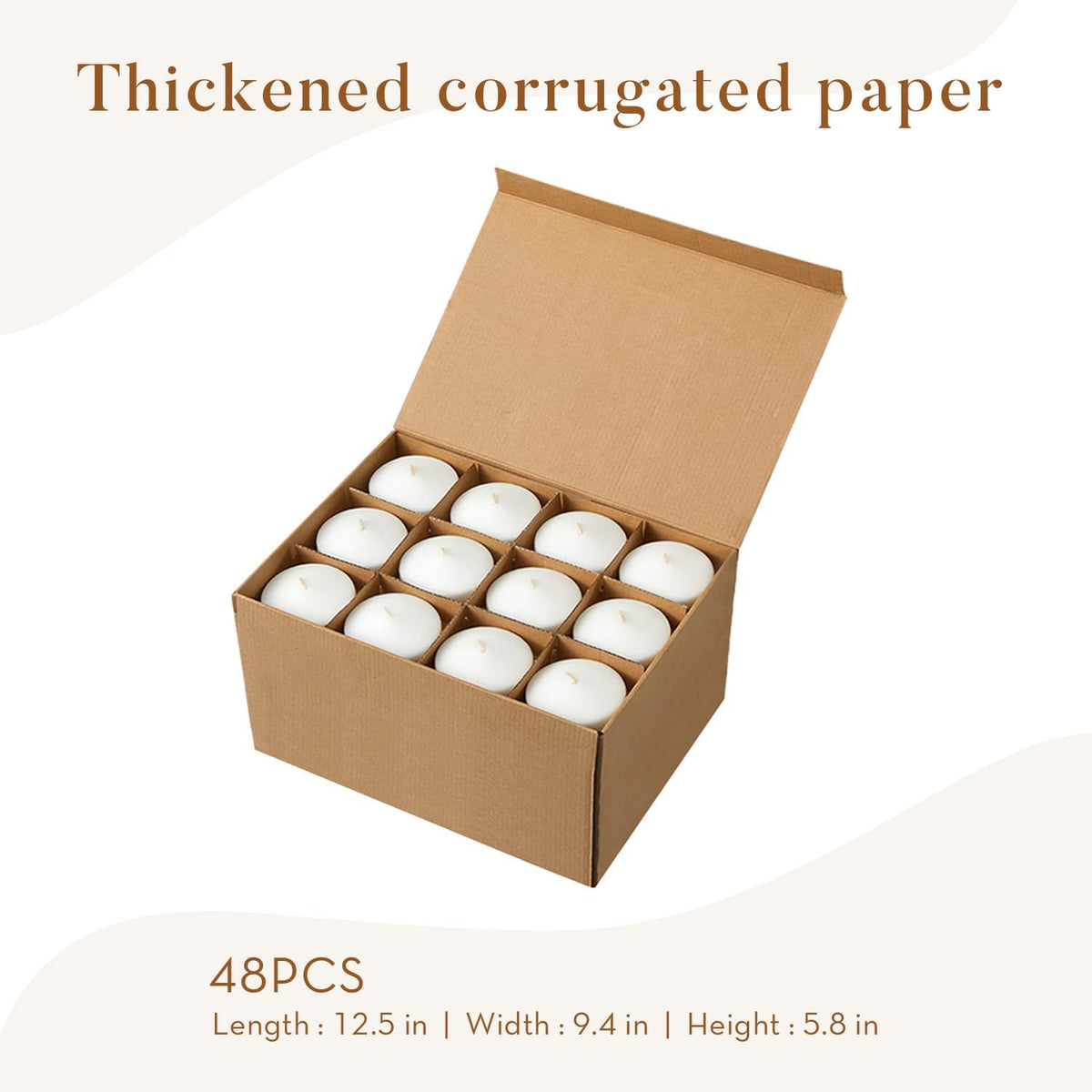 48 Pack White Floating Candles Set, 10 Hours Burns
