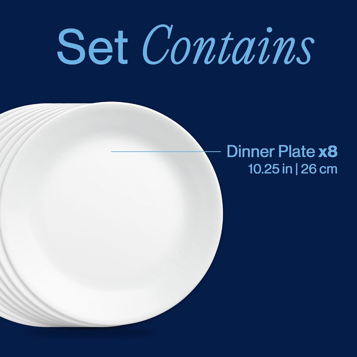 Corelle Vitrelle 8-Piece Dinner Plates Set Triple Layer Glass and Chip Resist...