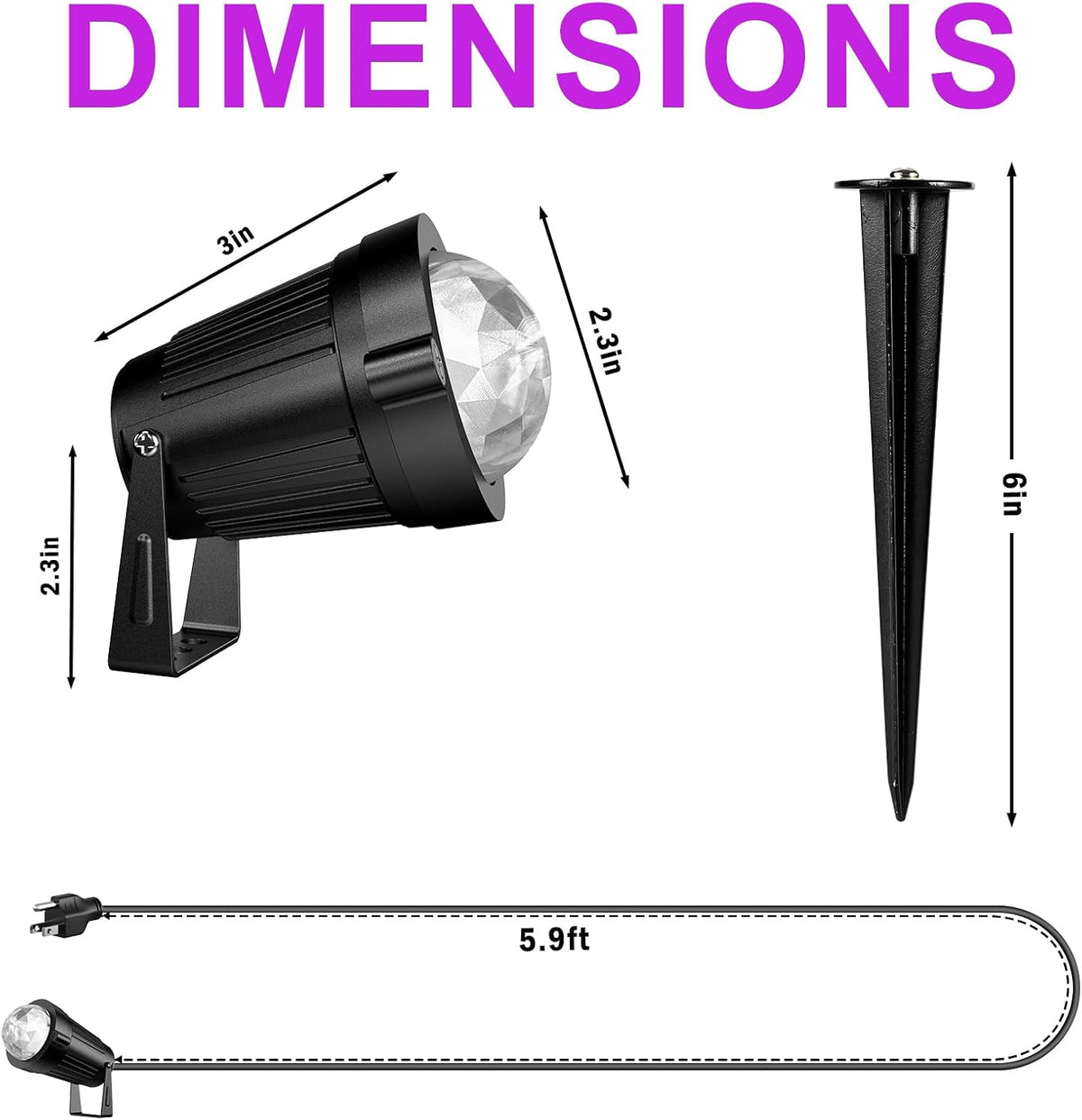 Halloween Christmas LED Spot Lights Outdoor Black Light Projector, 12W Color ...