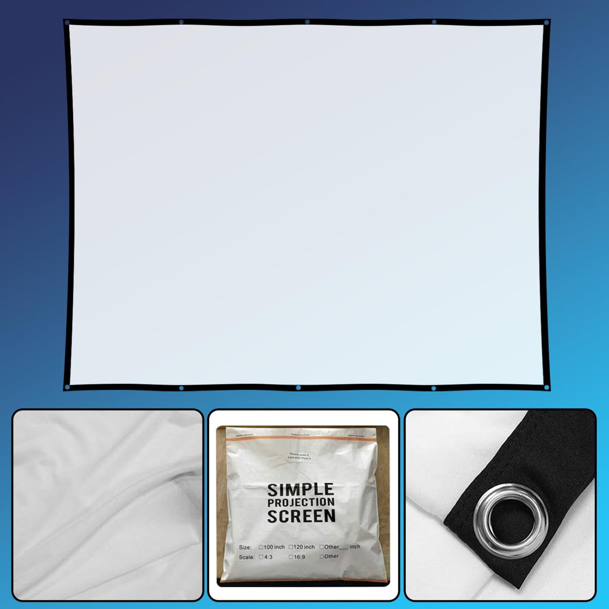 Halloween Projector Hologram Foldable Screen: 100 Inch Portable Anti Crease I...
