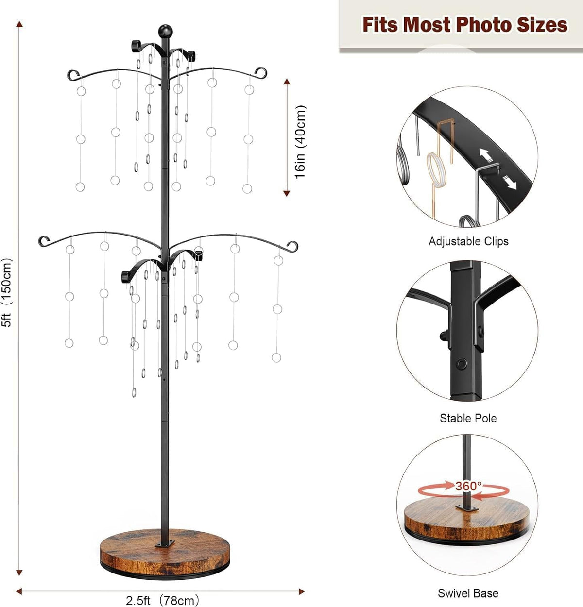 Miratino 5FT Family Tree,Party Photo Display Tree, Picture Holder Stand,90 Cl...