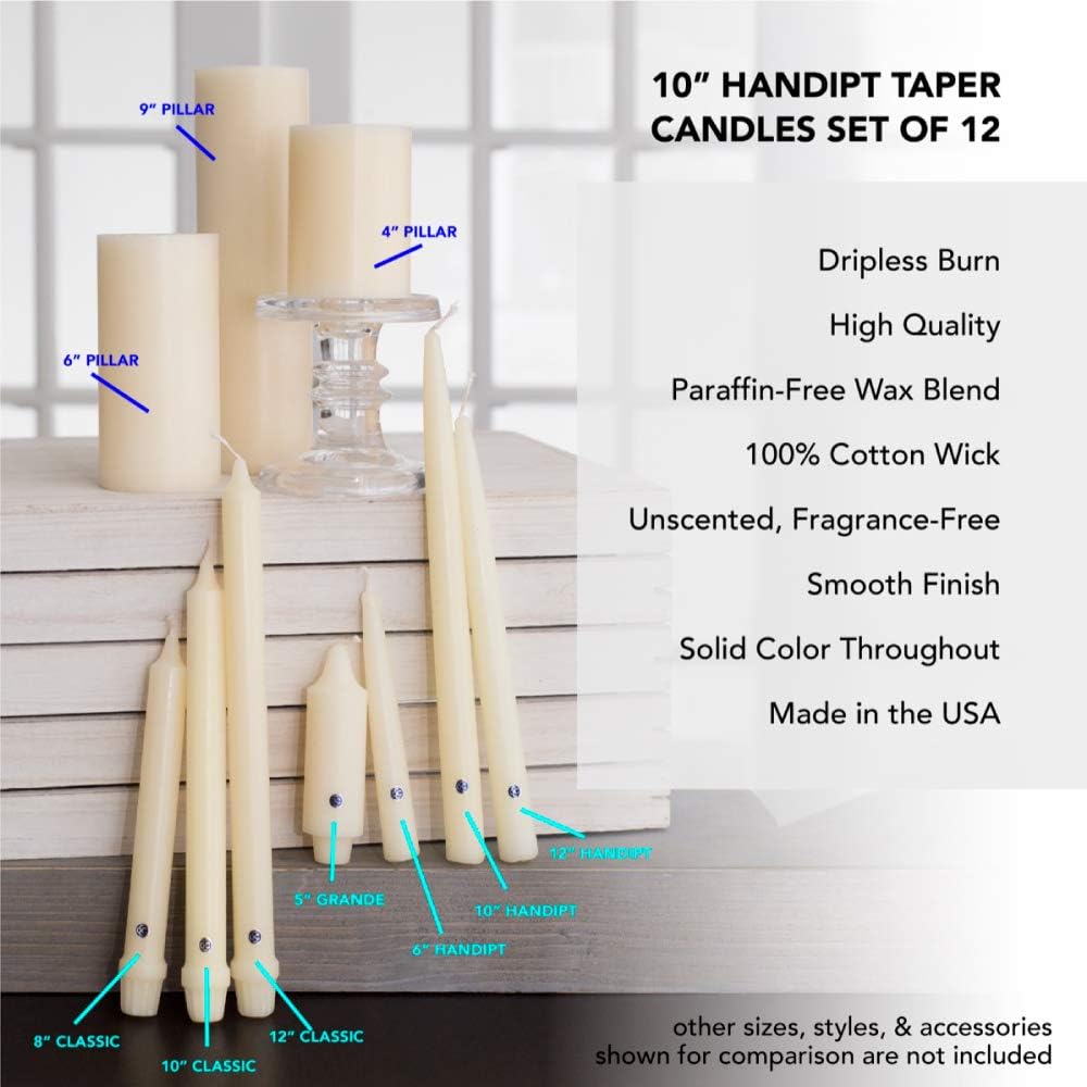Colonial Candle Unscented Taper Candle, Handipt Collection, Pumpkin, 10 in, P...