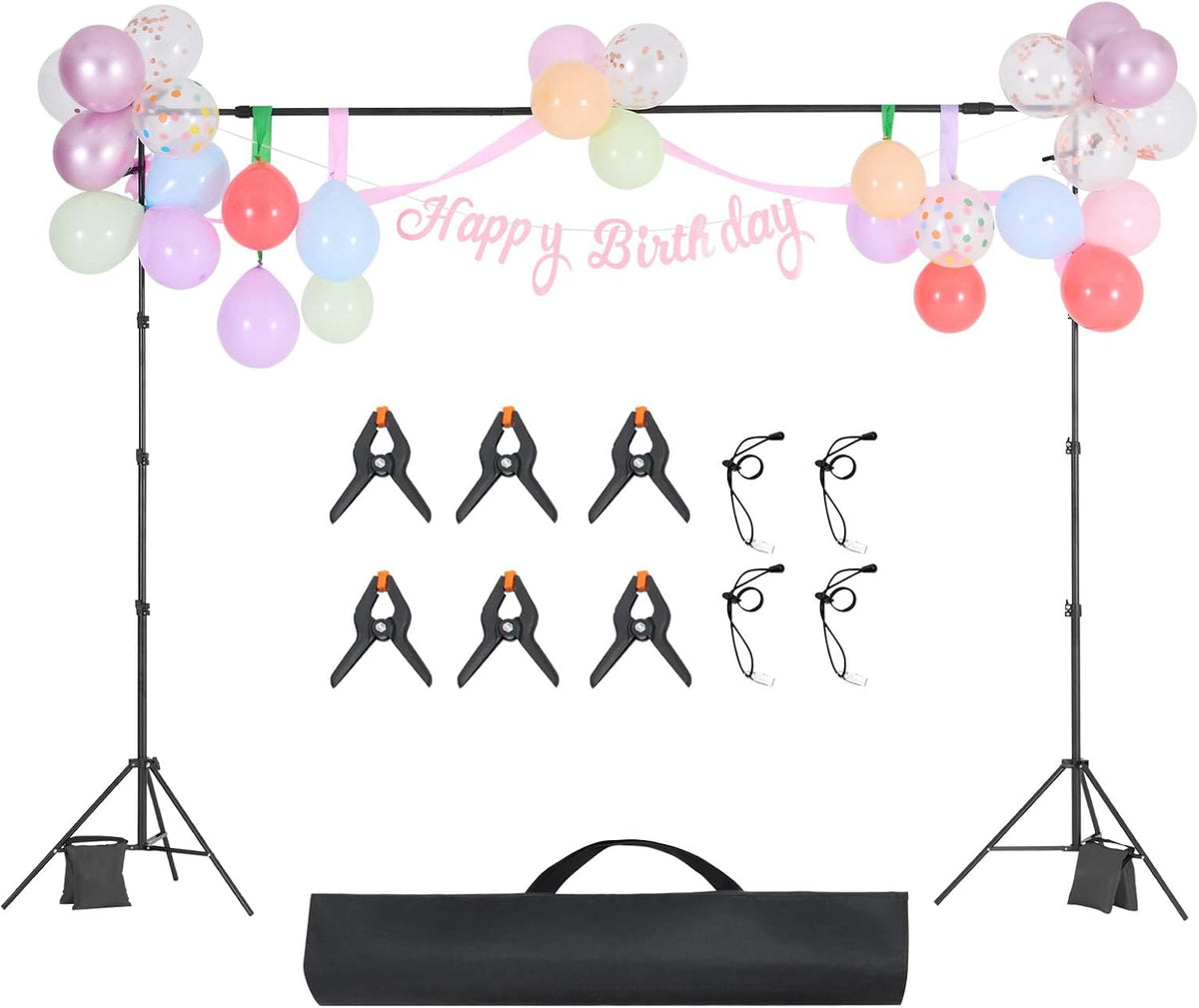 VEVOR Backdrop Stand, 8.5 x 10 ft Adjustable Photo Backdrop Stand Kit, Portab...