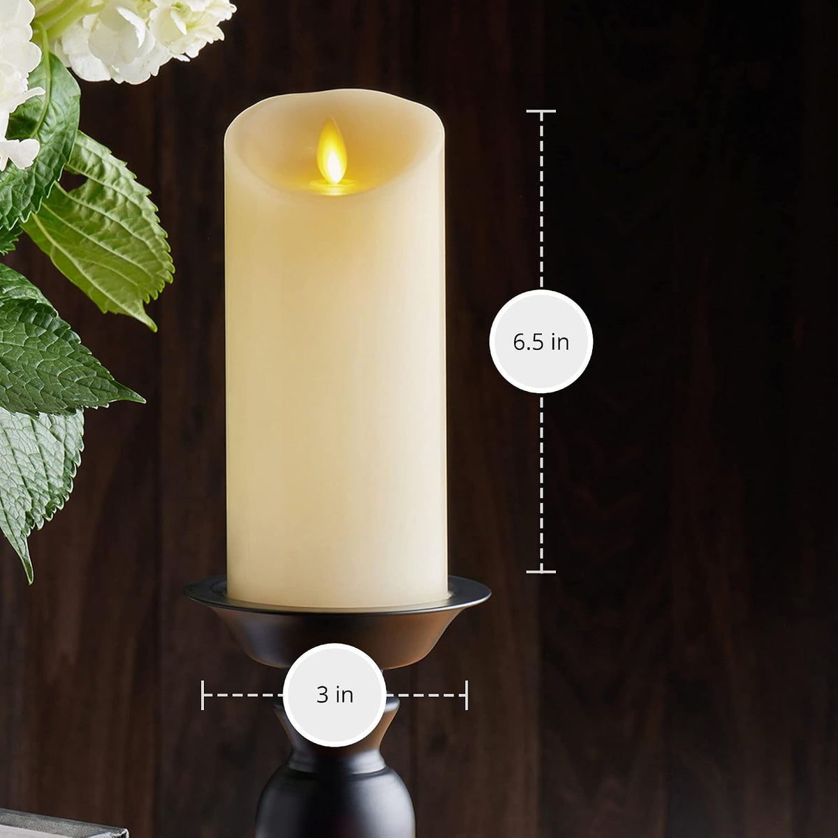 Luminara Flameless LED Battery Operated Ivory Pillar Candle, Flickering Reali...