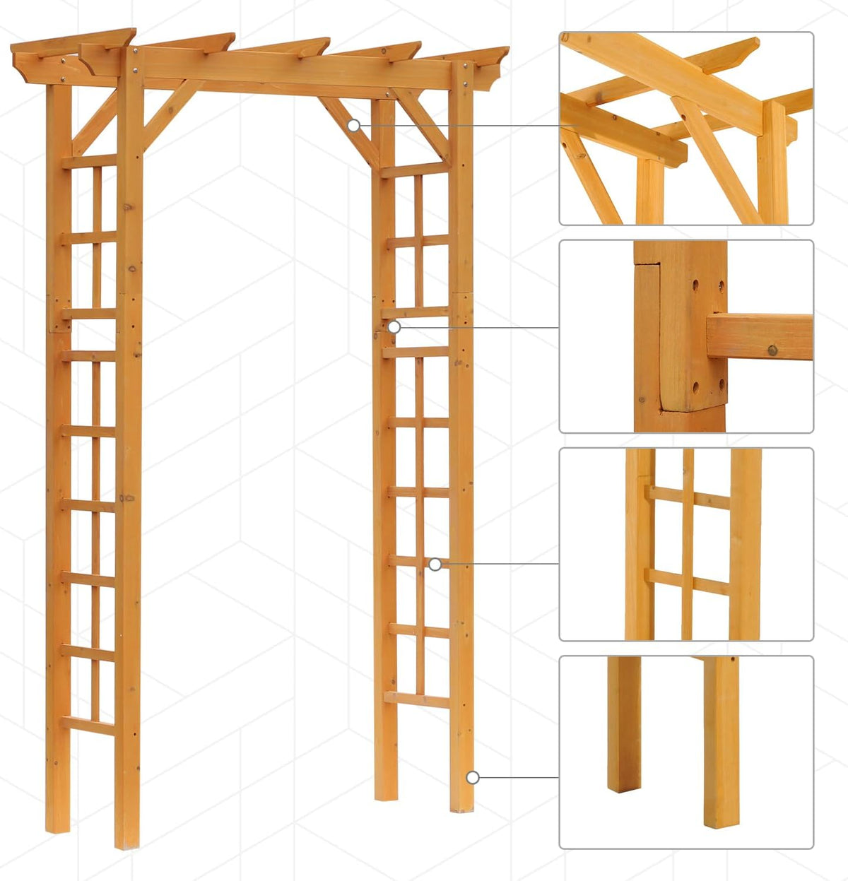 Outsunny 85" Wooden Garden Arbor, Garden Arch for Wedding, Orange