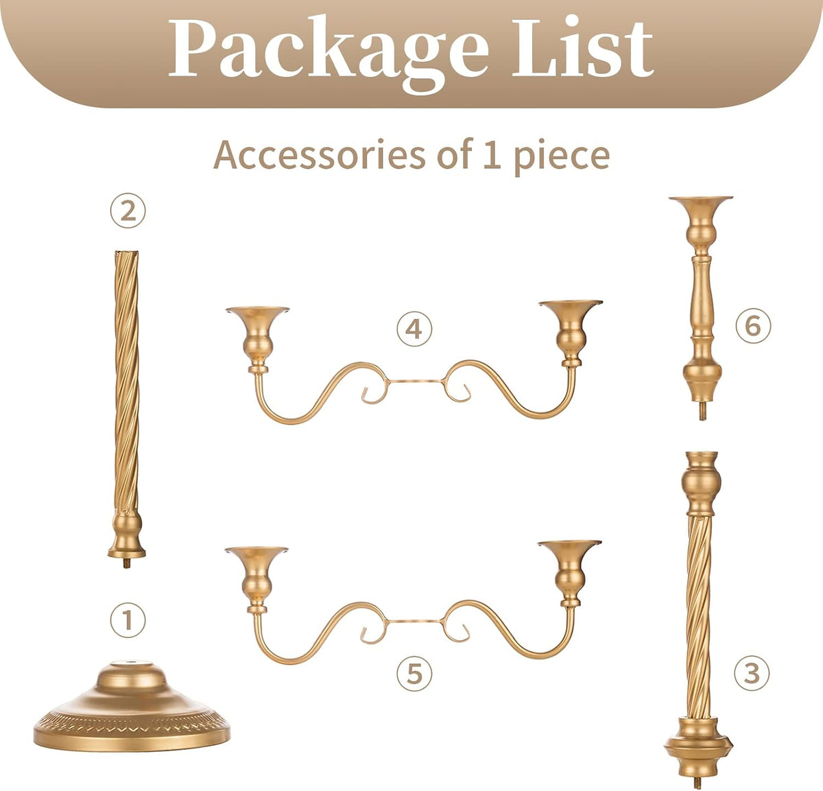 Sziqiqi Gold Floor Candelabra Candle Holder for Wedding, 5-Arm, 35in Tall