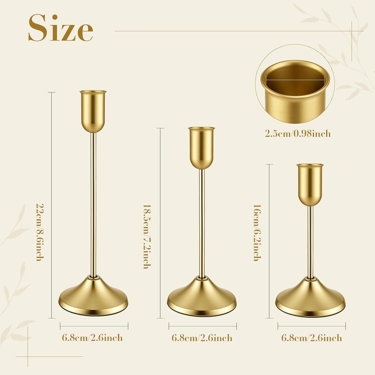 48 Pack Brass Gold Metal Taper Candle Holders Set,Vintage Metal Candlestick