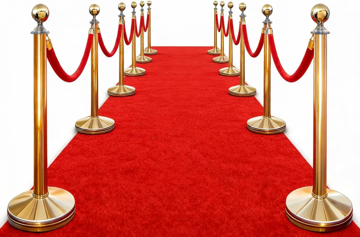 0.23In Thick Red Carpet Runner for Party, 3x16.4Ft 425 GSM Non-Slip Waterproo...