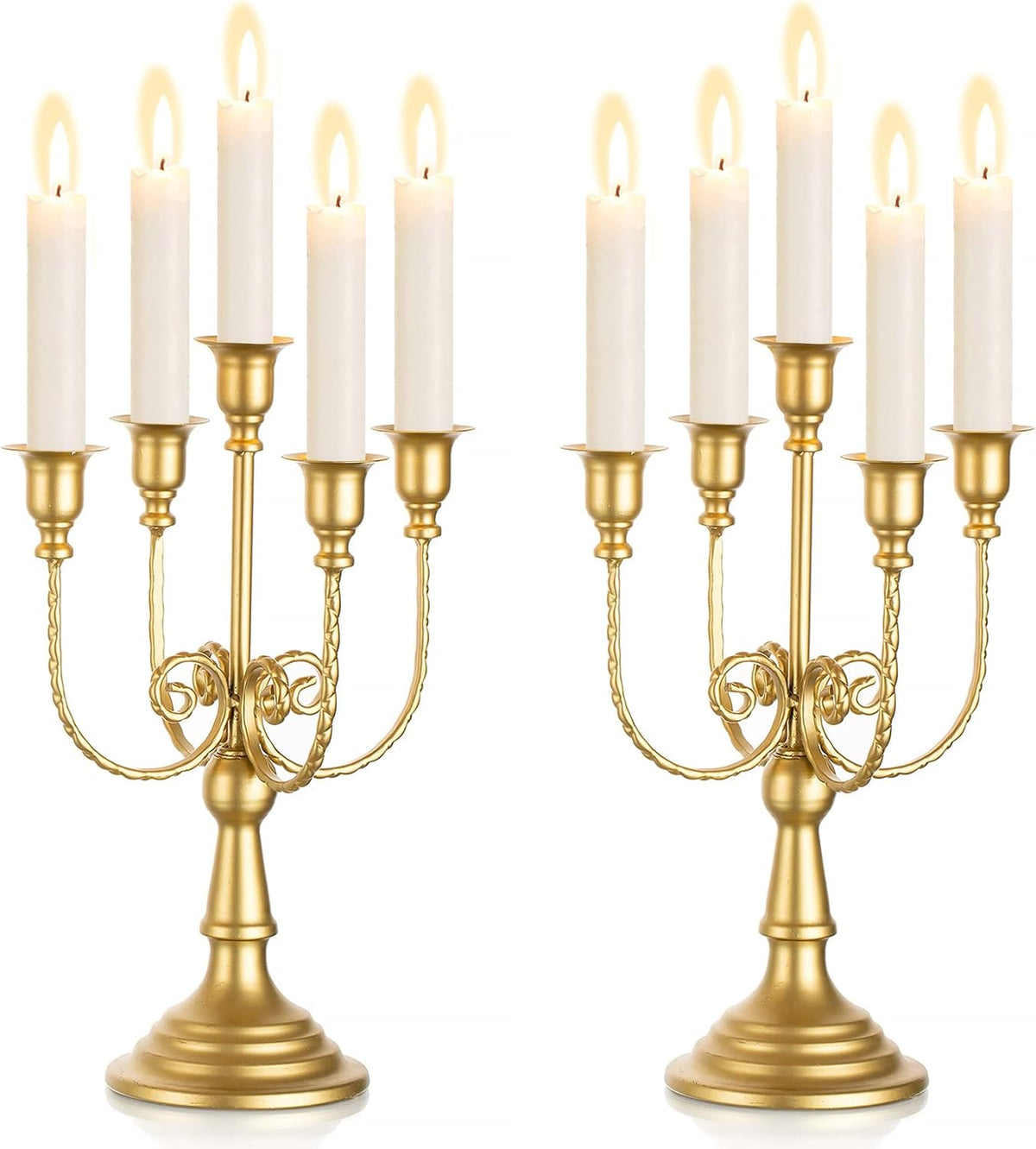 Sziqiqi Gold Candelabra Candle Holders for Wedding Centerpieces, 5 Arms