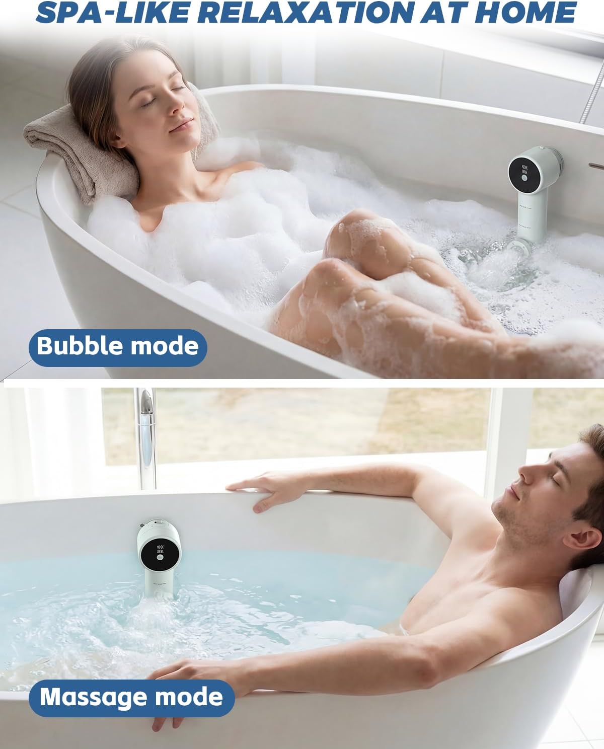 Bath Jets for Tub with Jet Massage & Bubble Mode, Cordless Portable Bathtub